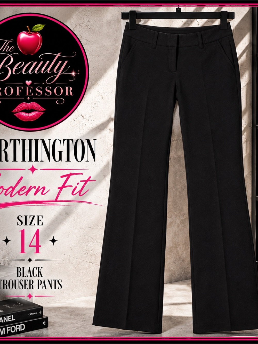 💞 Worthington Modern Fit Black Trouser Pants Size 14 Classic Workwear